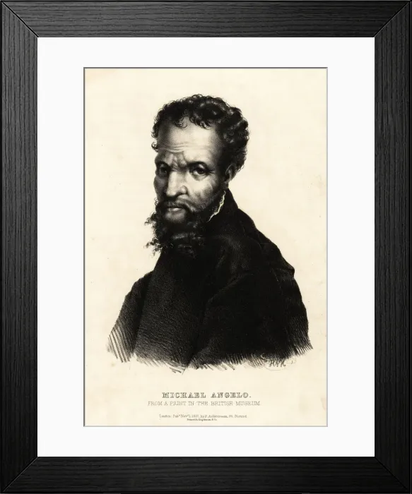 Framed Print : Michelangelo, from a print in the British Museum Framed Print : Michelangelo, from a print in the British Museum