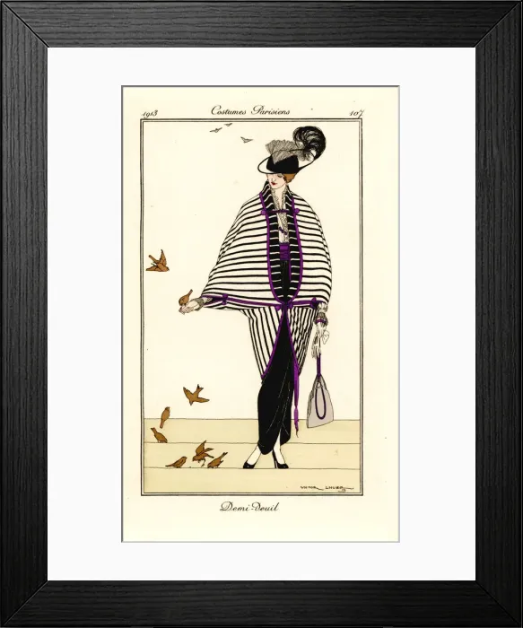 Framed Print : Woman in half-mourning outfit of cape and gown, 1913 Framed Print : Woman in half-mourning outfit of cape and gown, 1913