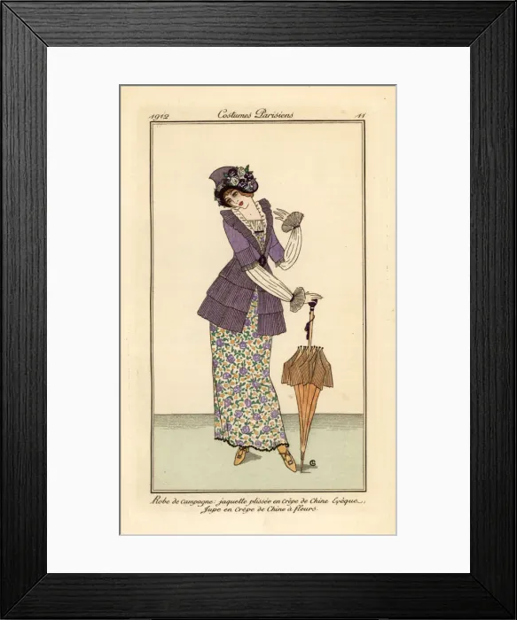 Framed Print : Woman in country outfit of crepe-de-chine jacket Framed Print : Woman in country outfit of crepe-de-chine jacket