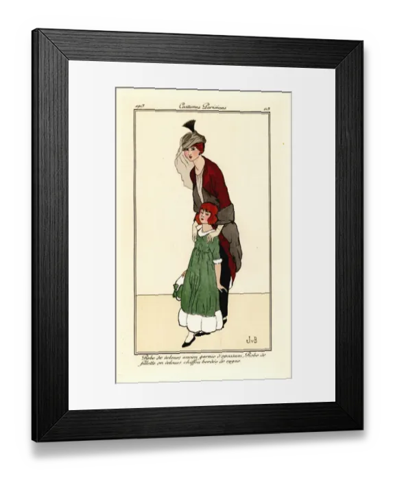 Framed Print : Woman in old velvet dress with opossum fur trim, 1913 Framed Print : Woman in old velvet dress with opossum fur trim, 1913