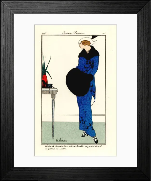 Framed Print : Woman in embroidered dress of duvetin with otter trim, 1913 Framed Print : Woman in embroidered dress of duvetin with otter trim, 1913
