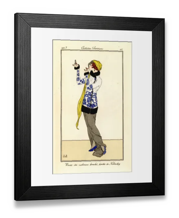 Framed Print : Woman in velvet waistcoat with Kolinski fur trim, 1913 Framed Print : Woman in velvet waistcoat with Kolinski fur trim, 1913