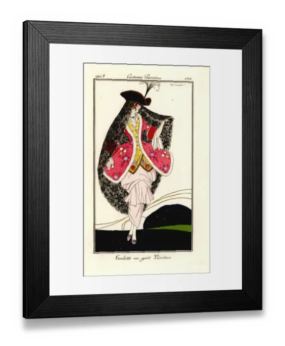 Framed Print : Woman in fashionable outfit in the Venetian taste, 1913
