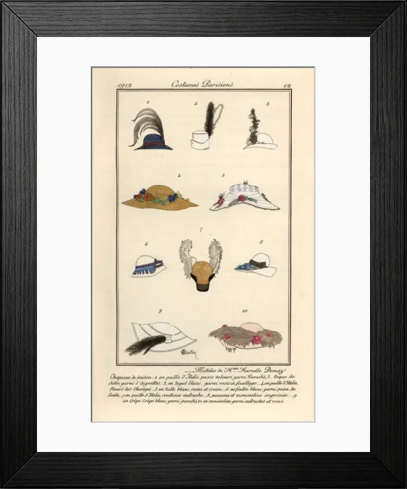Framed Print : New hat designs by Mme. Marcelle Demay, Paris milliner, 1912 Framed Print : New hat designs by Mme. Marcelle Demay, Paris milliner, 1912