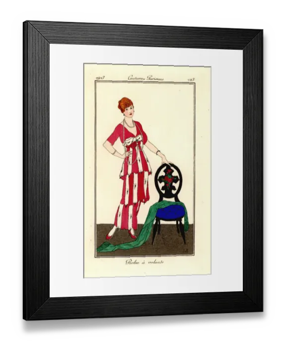 Framed Print : Woman in dress with ermine ruffles, 1913 Framed Print : Woman in dress with ermine ruffles, 1913