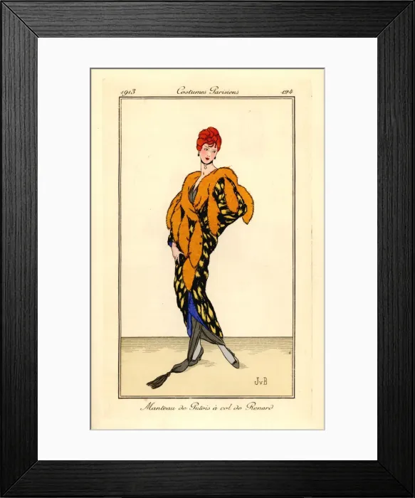Framed Print : Woman in a cape of polecat fur with a fox fur collar Framed Print : Woman in a cape of polecat fur with a fox fur collar