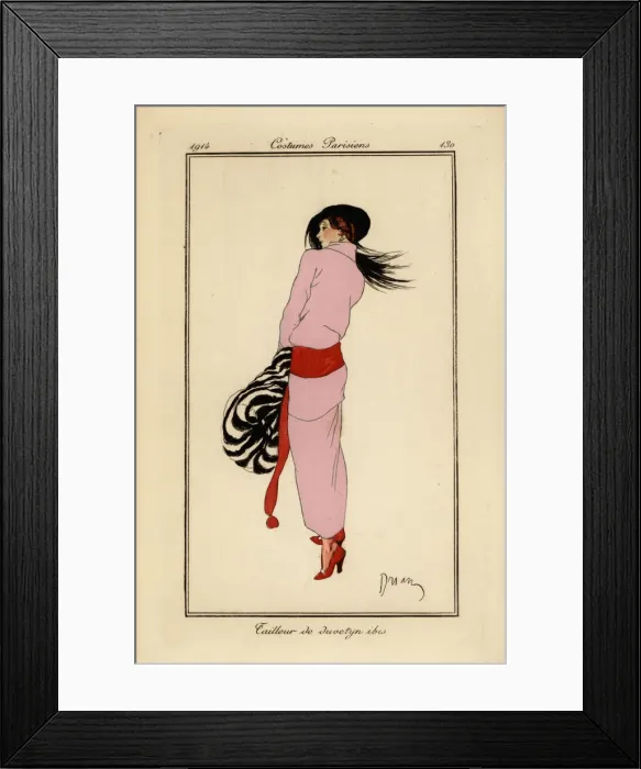 Framed Print : Woman in pink duvetyn suit Framed Print : Woman in pink duvetyn suit