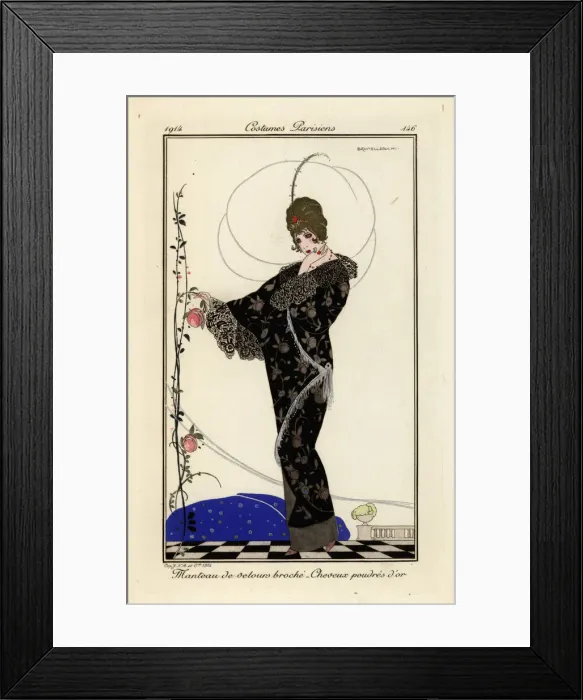 Framed Print : Woman in embroidered velvet coat, powdered golden hair Framed Print : Woman in embroidered velvet coat, powdered golden hair