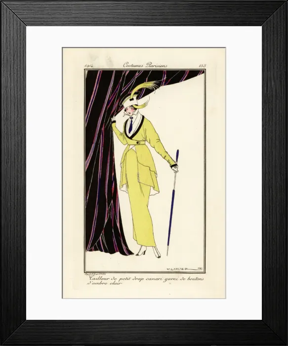 Framed Print : Woman in canary yellow dress with amber buttons Framed Print : Woman in canary yellow dress with amber buttons