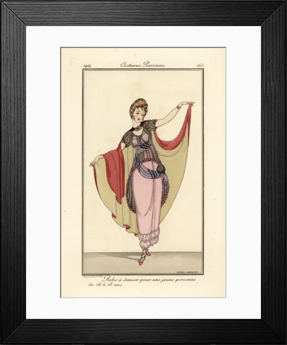 Framed Print : Young woman in dancing dress with cape Framed Print : Young woman in dancing dress with cape