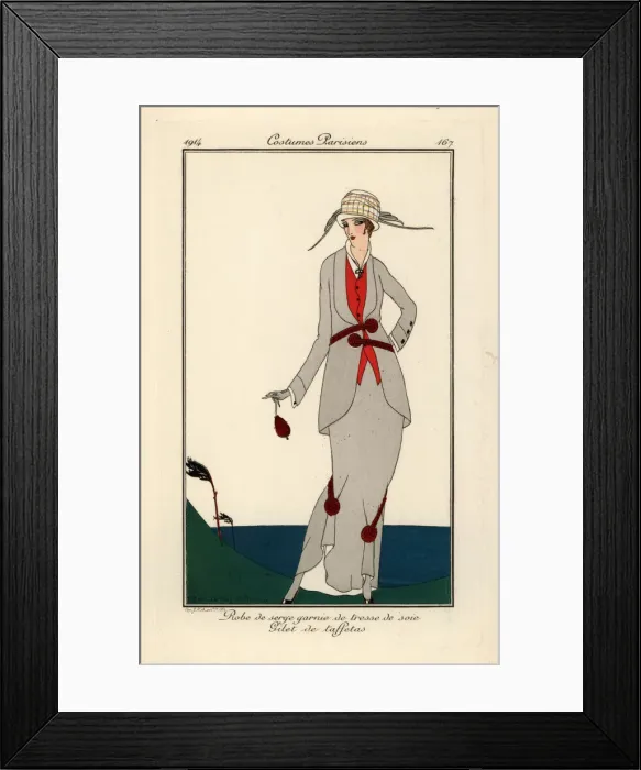 Framed Print : Woman in serge dress and taffeta gilet Framed Print : Woman in serge dress and taffeta gilet