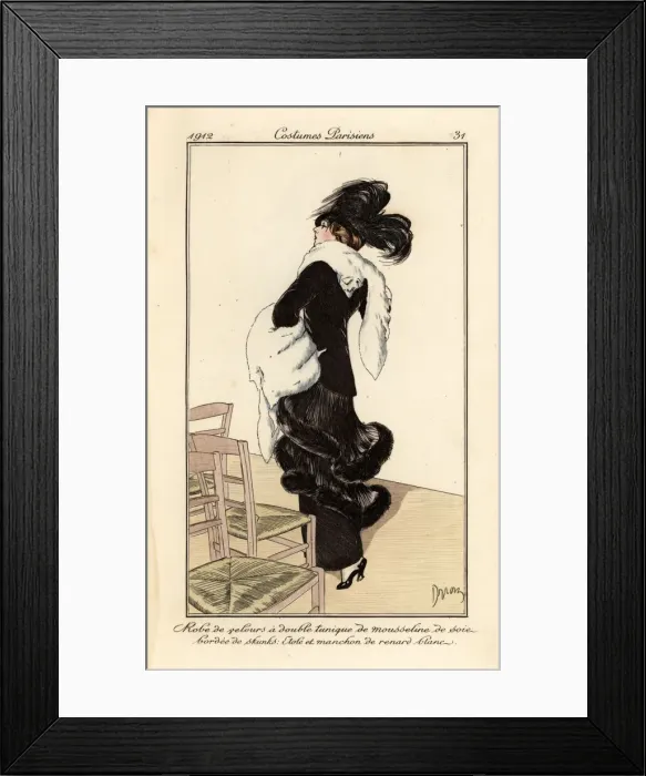 Framed Print : Woman in velvet dress with chiffon double tunic Framed Print : Woman in velvet dress with chiffon double tunic