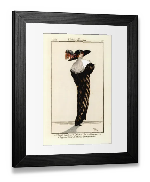 Framed Print : Woman in long coat of otter fur with ermine collar Framed Print : Woman in long coat of otter fur with ermine collar