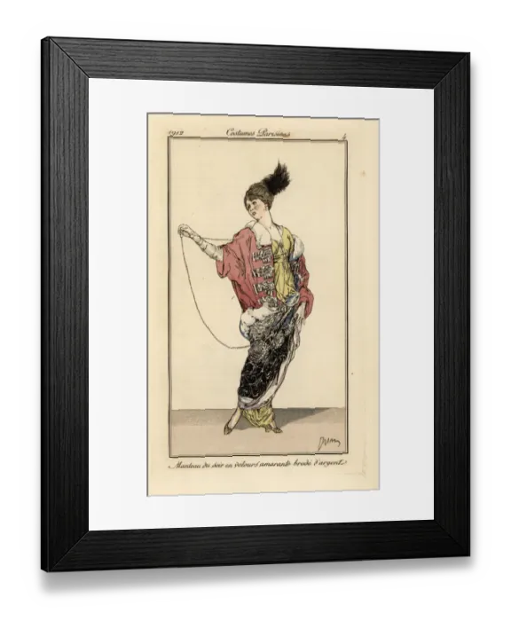 Framed Print : Evening dress in velvet with silver embroidery Framed Print : Evening dress in velvet with silver embroidery