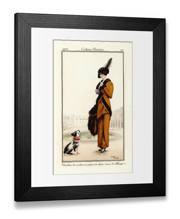Framed Print : Woman in morning outfit trimmed with skunk fur, 1912 Framed Print : Woman in morning outfit trimmed with skunk fur, 1912