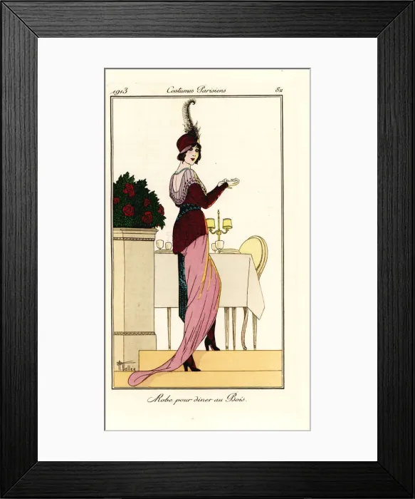 Framed Print : Woman in evening gown for dinner at Bois Framed Print : Woman in evening gown for dinner at Bois