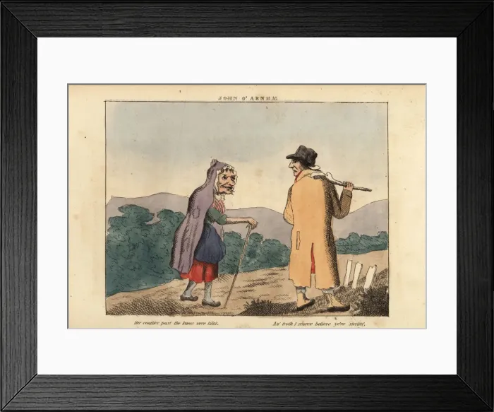 Framed Print : Scottish traveller John o Arnha encounters a witch Framed Print : Scottish traveller John o Arnha encounters a witch