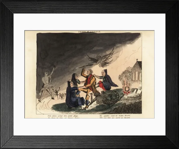 Framed Print : Scottish traveller John o Arnha fighting a kelpy Framed Print : Scottish traveller John o Arnha fighting a kelpy