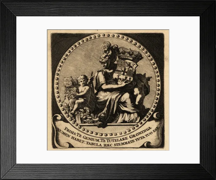 Framed Print : Allegorical figure of Friesland and Groningen with Framed Print : Allegorical figure of Friesland and Groningen with