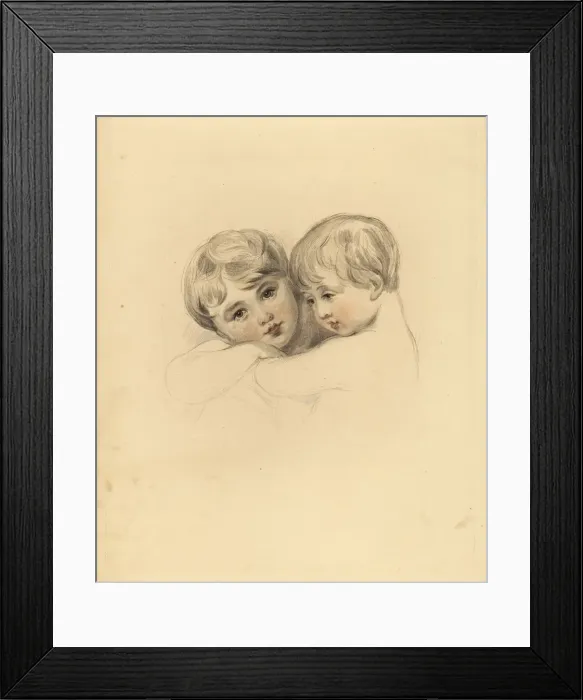 Framed Print : Portrait of the Calmeady children in an embrace Framed Print : Portrait of the Calmeady children in an embrace