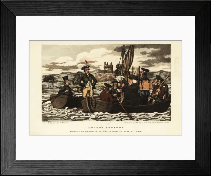 Framed Print : English tourists and Scot in tartan jacket sailing Framed Print : English tourists and Scot in tartan jacket sailing