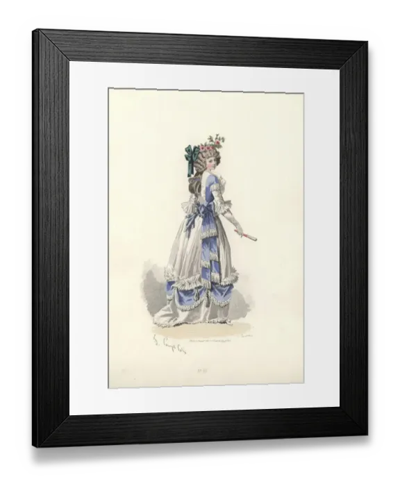 Framed Print : Woman in dress with ribbon frills, era of Marie Antoinette Framed Print : Woman in dress with ribbon frills, era of Marie Antoinette
