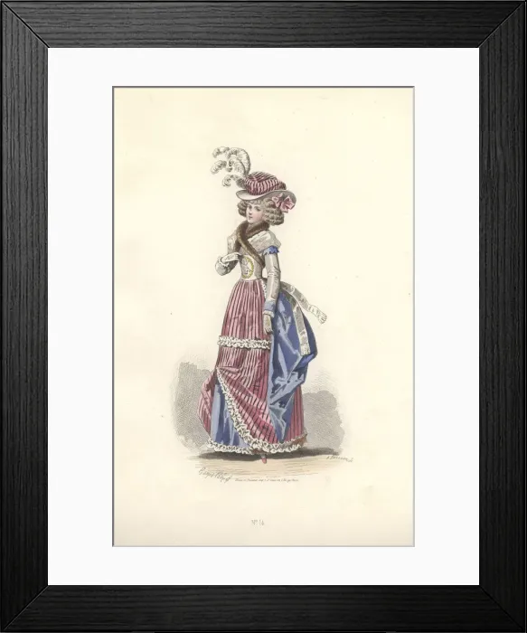 Framed Print : Woman in tricolor outfit, era of Marie Antoinette Framed Print : Woman in tricolor outfit, era of Marie Antoinette