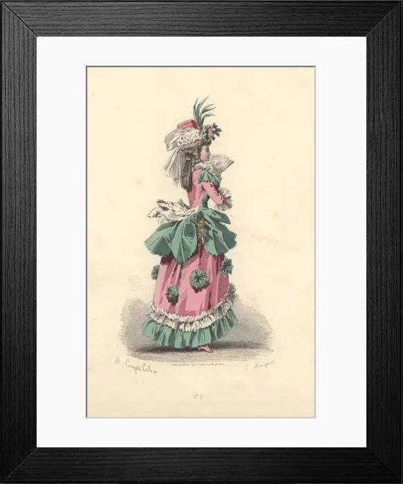 Framed Print : Fashionable woman in dress with rosettes, era of Marie Framed Print : Fashionable woman in dress with rosettes, era of Marie