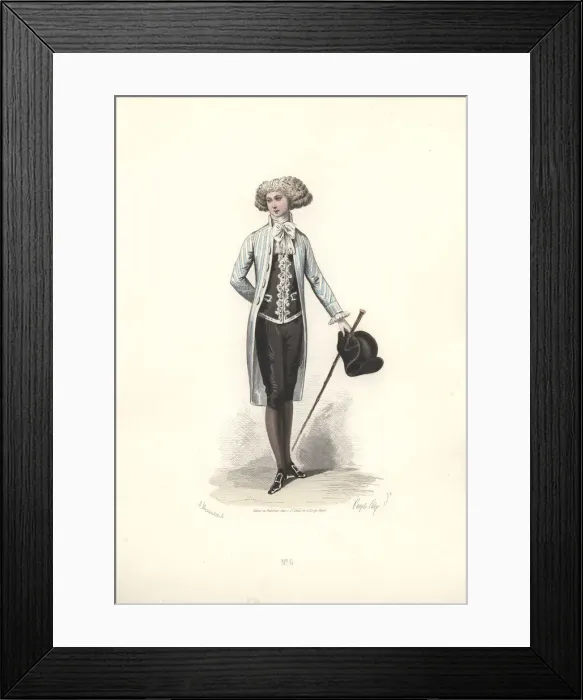 Framed Print : Elegant man in striped coat, era of Marie Antoinette Framed Print : Elegant man in striped coat, era of Marie Antoinette