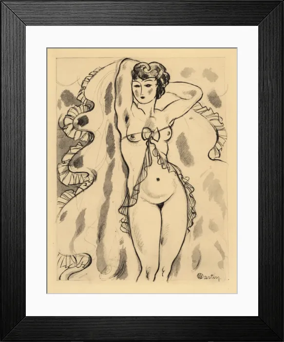 Framed Print : Woman wearing a seethrough frilly veil around her bust Framed Print : Woman wearing a seethrough frilly veil around her bust