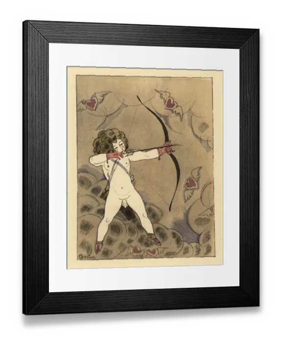 Framed Print : Cupid with bow and arrow aiming at the distance Framed Print : Cupid with bow and arrow aiming at the distance