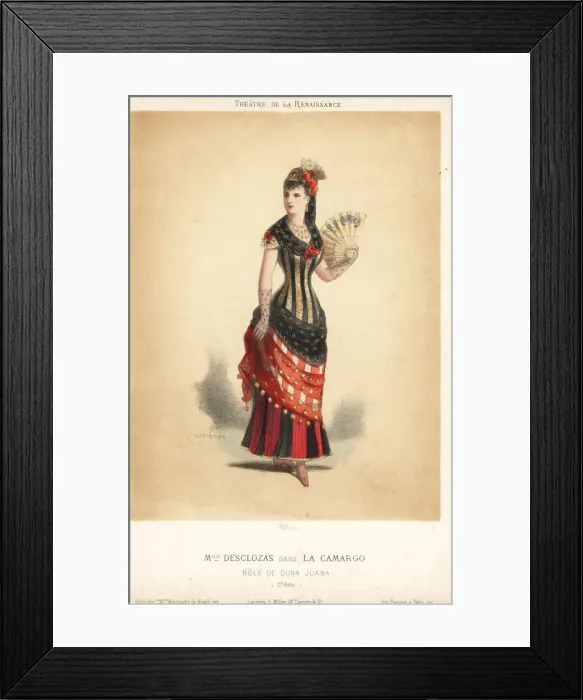 Framed Print : Alexina Desclozas as Dona Juana in La Camargo, 1879 Framed Print : Alexina Desclozas as Dona Juana in La Camargo, 1879