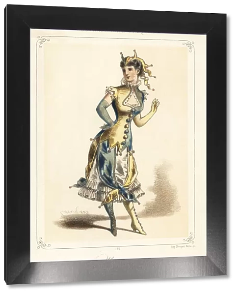 Woman in costume as a Marotte (jesters stick)