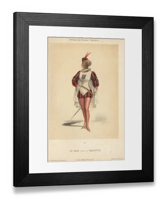 Framed Print : Woman in costume as a page in La Mascotte, 1880s Framed Print : Woman in costume as a page in La Mascotte, 1880s