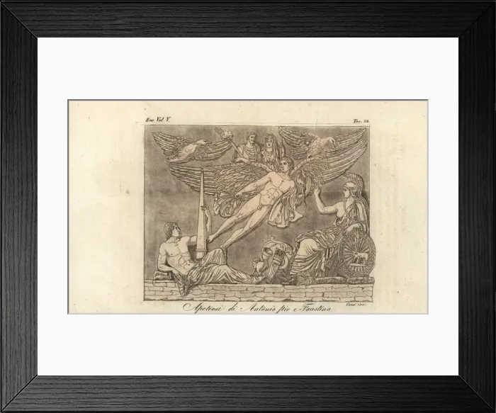 Framed Print : A winged genius carries Emperor Antoninus Pius to heaven Framed Print : A winged genius carries Emperor Antoninus Pius to heaven
