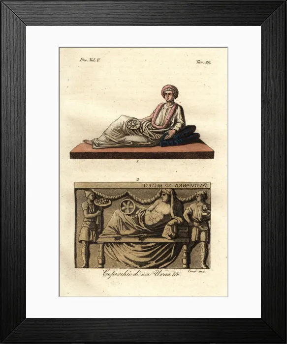 Framed Print : Figures of the dead from Etruscan furereal urns Framed Print : Figures of the dead from Etruscan furereal urns