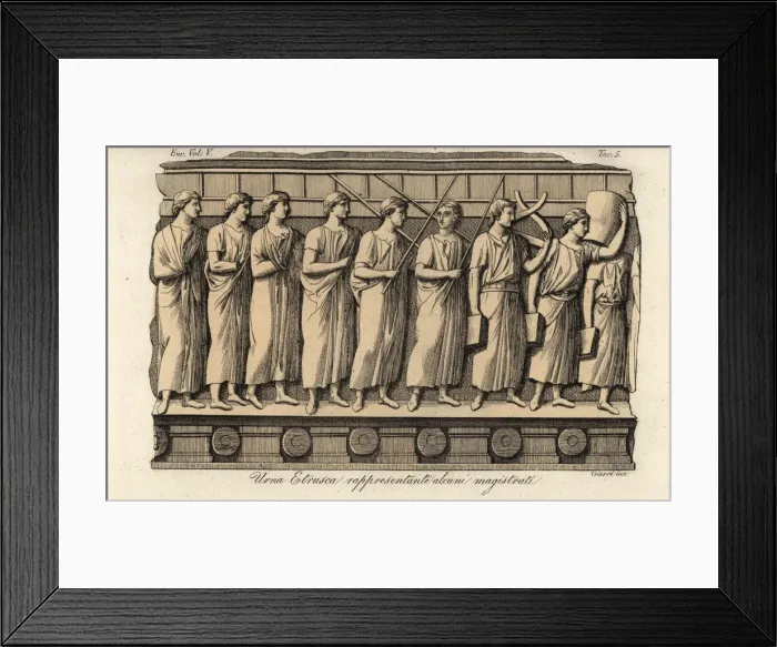 Framed Print : Magistrates from an ancient Etruscan urn Framed Print : Magistrates from an ancient Etruscan urn