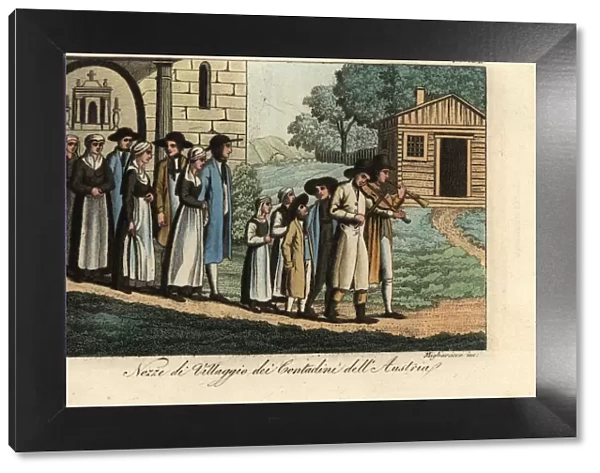 Peasant wedding in a village in Austria, 1822
