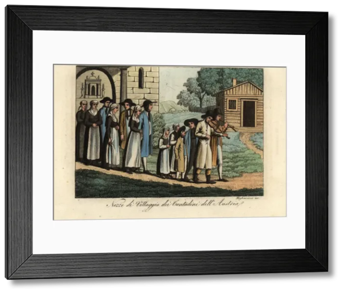 Framed Print : Peasant wedding in a village in Austria, 1822 Framed Print : Peasant wedding in a village in Austria, 1822