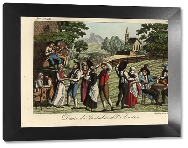 Peasants dancing in fields, Austria, 1822