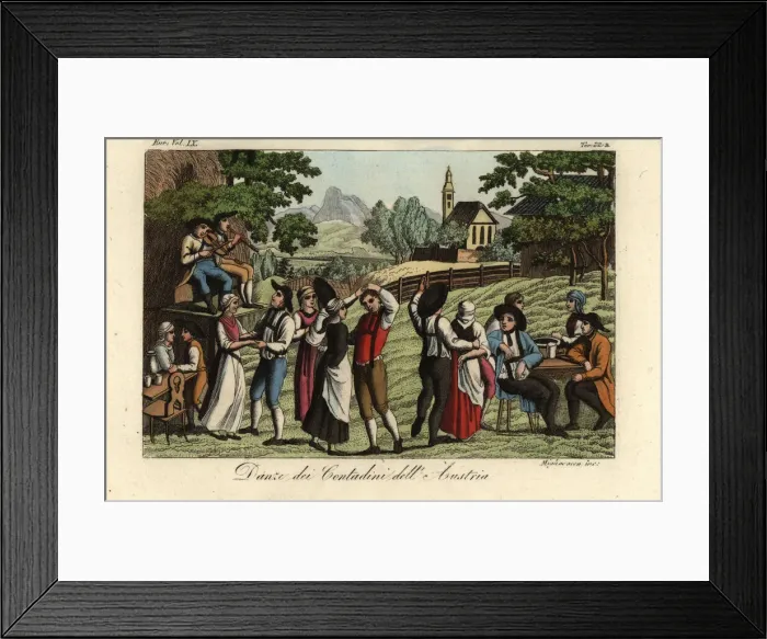 Framed Print : Peasants dancing in fields, Austria, 1822
