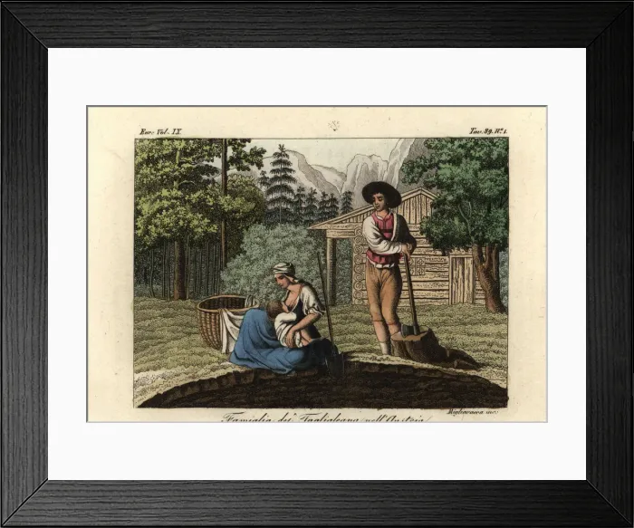 Framed Print : Family of woodcutters in Austria, 1822 Framed Print : Family of woodcutters in Austria, 1822