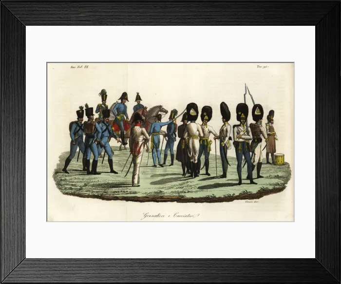 Framed Print : Grenadiers and chasseurs in the Imperial Army, 19th century Framed Print : Grenadiers and chasseurs in the Imperial Army, 19th century