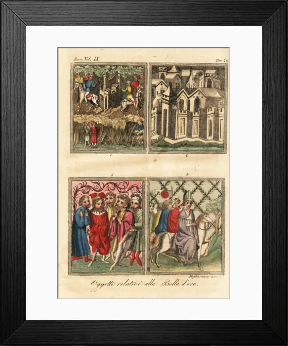 Framed Print : Miniatures from the Golden Bull, 1365 Framed Print : Miniatures from the Golden Bull, 1365