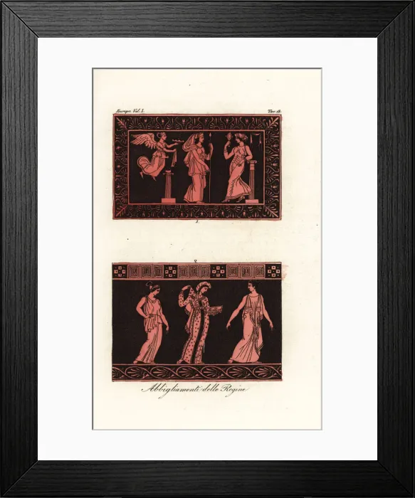 Framed Print : Costumes of ancient Greek queens from ancient vases Framed Print : Costumes of ancient Greek queens from ancient vases