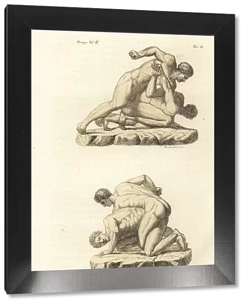 Greek athletes competing in the martial art of Pankration