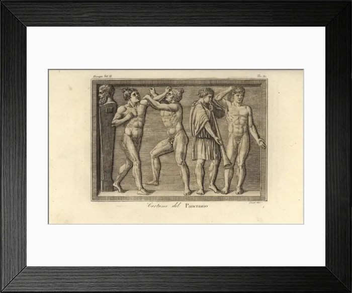 Framed Print : Greek athletes competing in the martial art of Pankration Framed Print : Greek athletes competing in the martial art of Pankration