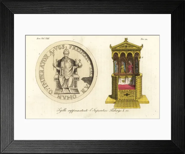 Framed Print : Portrait of Frederick I, Holy Roman Emperor, from his seal Framed Print : Portrait of Frederick I, Holy Roman Emperor, from his seal