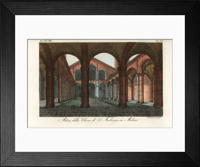 Framed Print : Atrium of the Basilica di Sant Ambrogio, Milan, 1800s Framed Print : Atrium of the Basilica di Sant Ambrogio, Milan, 1800s