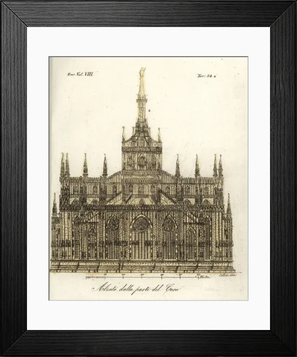 Framed Print : Elevation of the choir of Milan Cathedral, 14th century Framed Print : Elevation of the choir of Milan Cathedral, 14th century